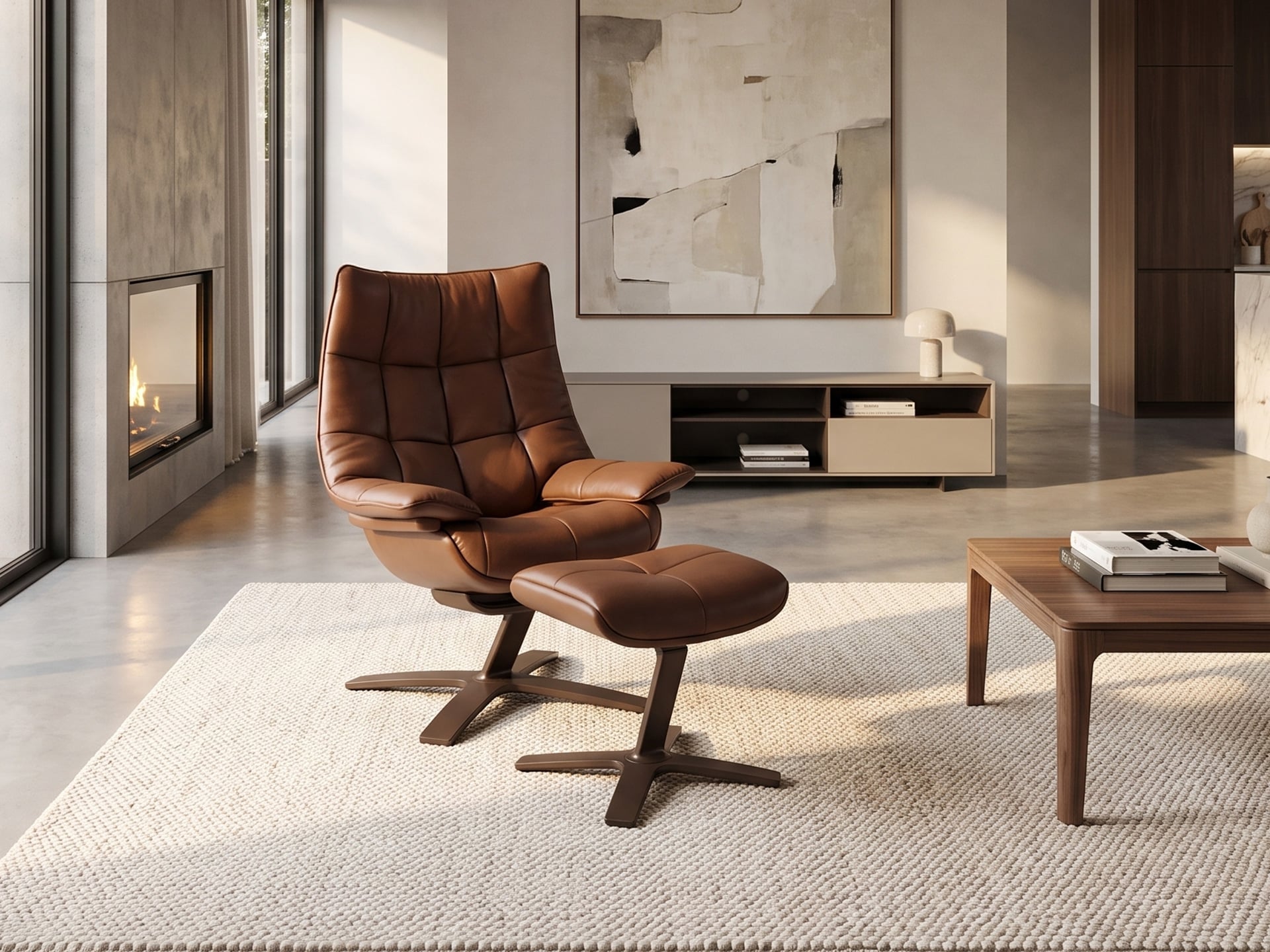 Natuzzi Italia Re-Vive Recliner with Ottoman